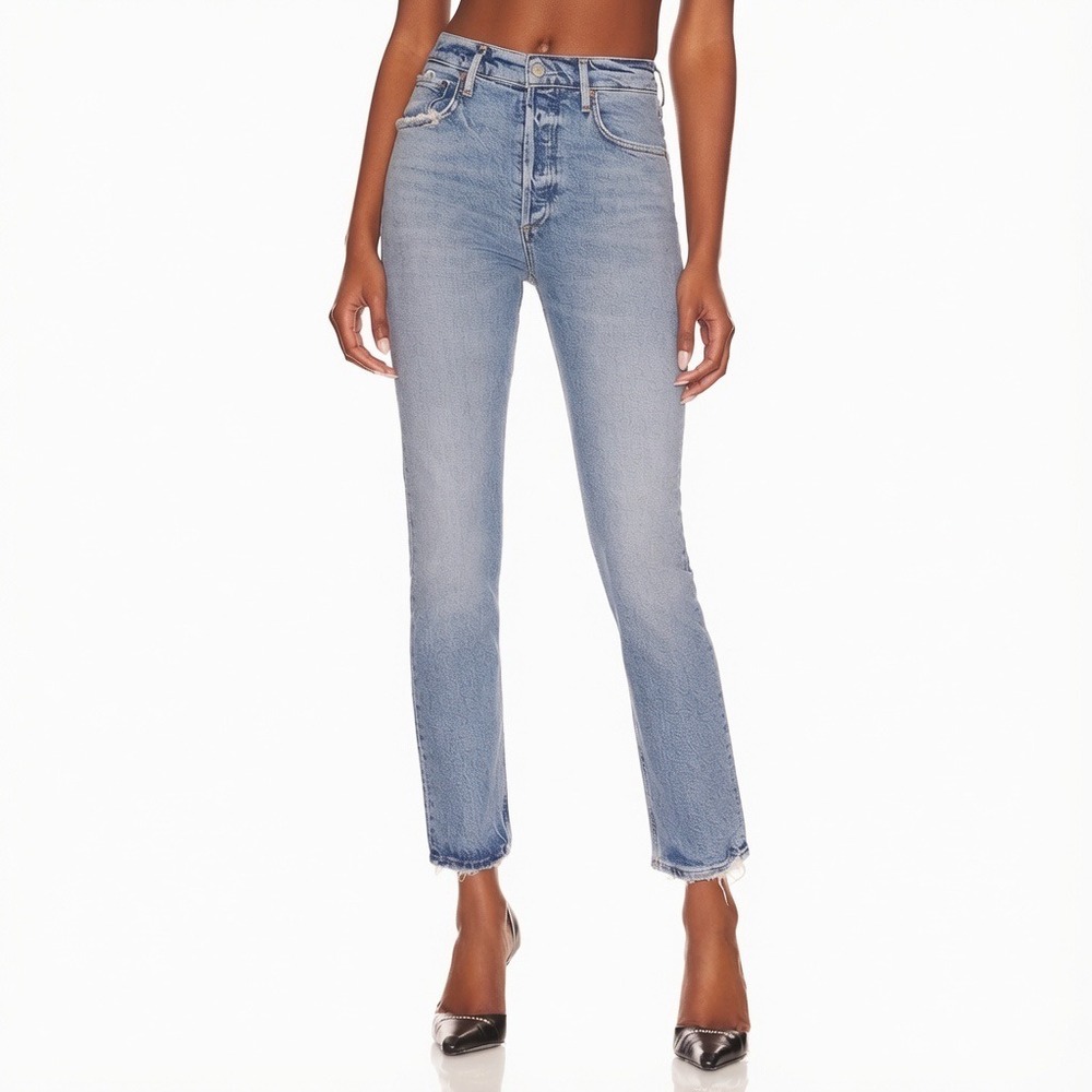AGOLDE Riley Long High Rise Straight Jeans Cove Denim Size 25 Button Fly